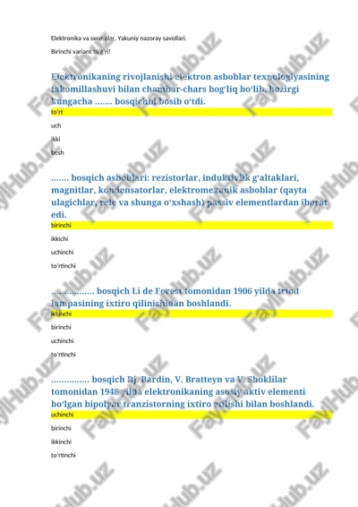elektronika va sxemalar — DOCX
