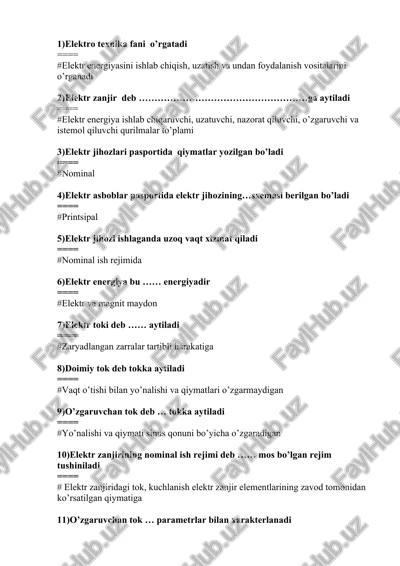 elektro texnika fani — DOCX