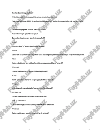 elektr pechining tok kuchini toping — DOCX