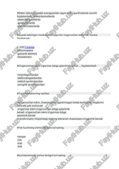 elektr toklar — DOC