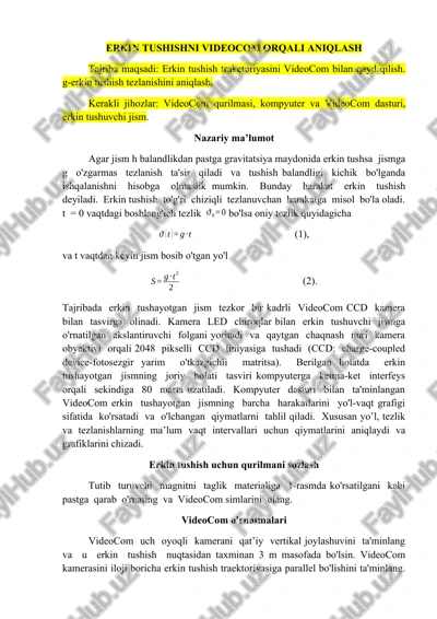 erkin tushishni videocom orqali aniqlash — DOCX
