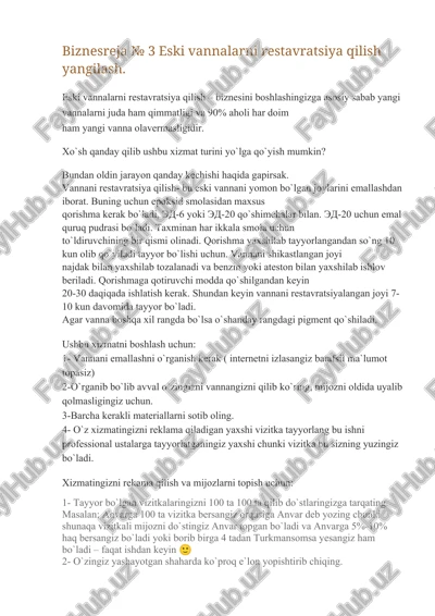 eski vannalarni restavratsiya qilish — DOCX