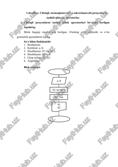 chiziqli jarayonlarni tashkil qilish operatorlari — DOCX