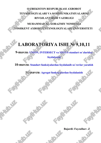 union, intersect va minus standart so`zlaridan foydalanish — DOC