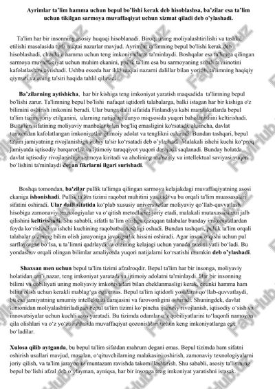 ta'limning bepul bo'lishi — DOCX