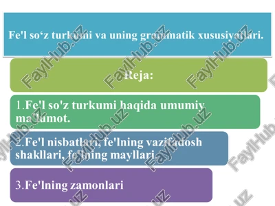 fe'l so‘z turkumi va uning grammatik xususiyatlari — PPT