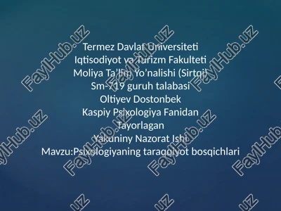 psixologiyada taraqqiyot bosqichlari — PPTX