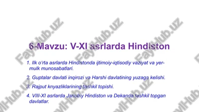 viii-xi asrlarda hindiston — PPTX