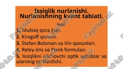issiqlik nurlanishi — PPTX