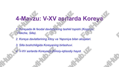 v-xv asrlarda koreya — PPTX