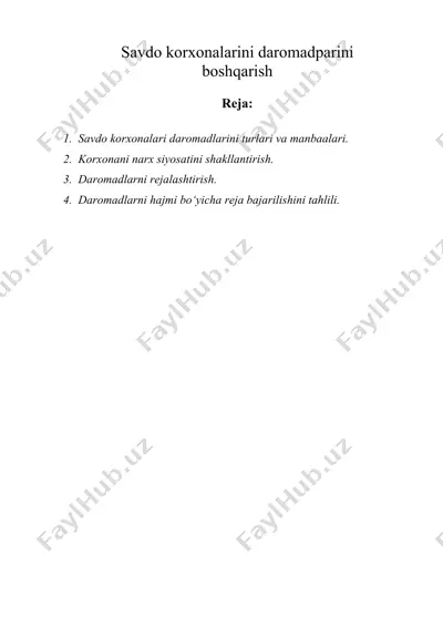 savdo korxonalarini daromadlarini boshqarish — DOC