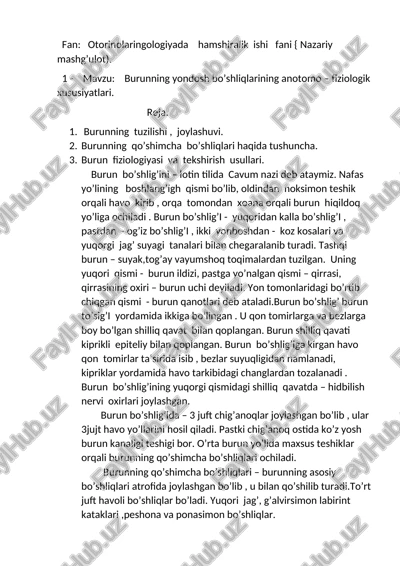 burun fiziologiyasi — DOCX