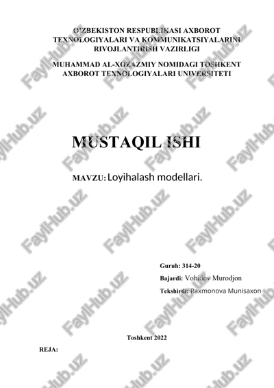 loyihalash modellari — DOCX