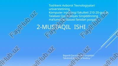 shahar ma’lumotlar bazasi — PPTX