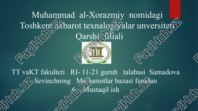 toshkent axborot texnologiyalari universiteti — PPTX