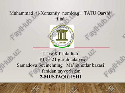 nosql ma’lumotlar bazasi va uning asosiy prinsiplari — PPTX