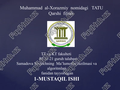 dasturlash va ma'lumotlar tuzilmasi — PPTX