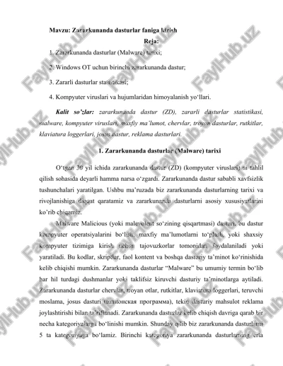 zararkunanda dasturlar faniga kirish — DOCX