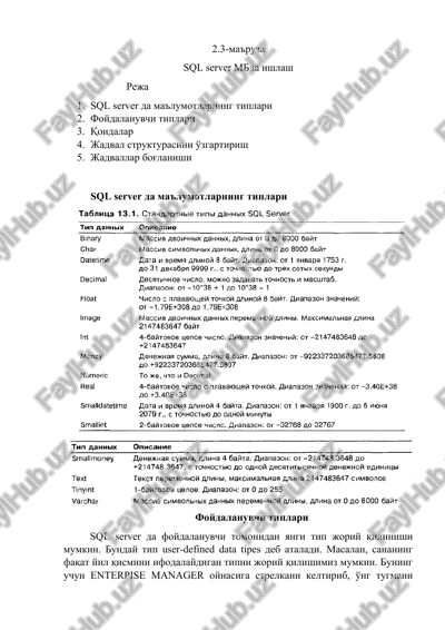 sql server mbda ishlash — DOCX