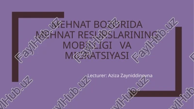 mehnatresurslarining mobilligi va migratsiyasi — PPTX