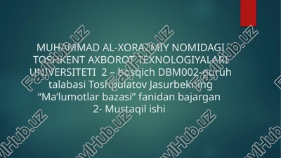 and, or, not mantiqiy standart so‘zlardan foydalanish — PPTX