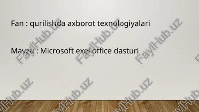 microsoft excel office dasturi — PPTX