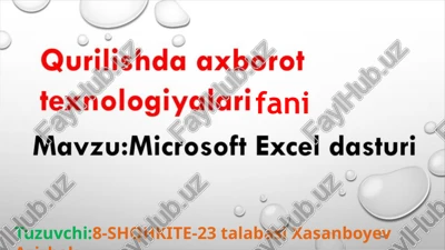 microsoft excel dasturi — PPTX