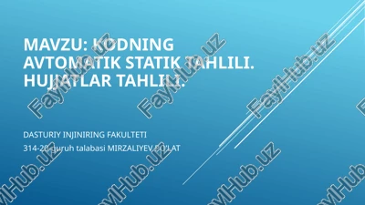 kodning avtomatik statik tahlili — PPTX