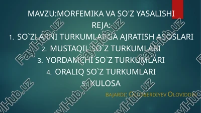 morfemika va so'z yasalishi — PPTX