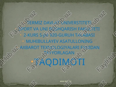 axbarot texnologiyalari fanidan tayyorlagan taqdimoti — PPT