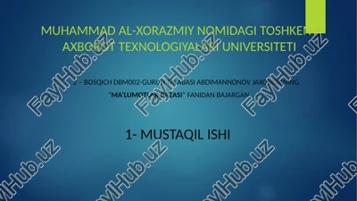 ma`lumotlarbazasi fanidan — PPTX