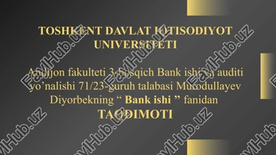 banklarning derivativlar bilan operatsiyalari — PPTX