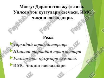 darlington juftligi.uilson tok ko'zgulari sxemasi.ims chiqish kaskadlari — PPT