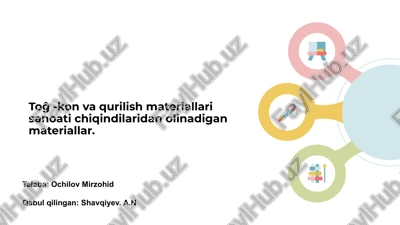 tog'-kon va qurilish materiallari sanoati chiqindilaridan olinadigan materiallar — PPTX