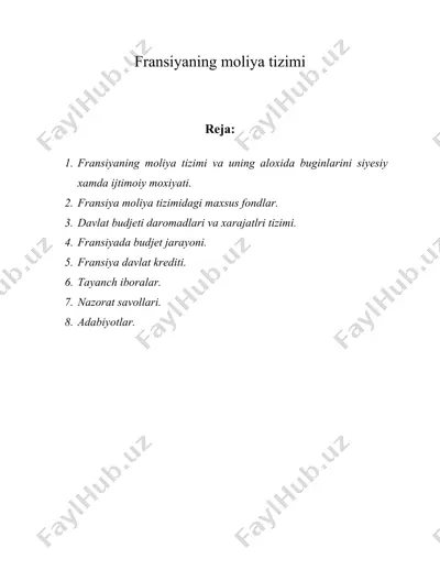 fransiyaning moliya tizimi — DOC