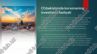 o'zbekistonda korxonaning investision faoliyati — PPTX