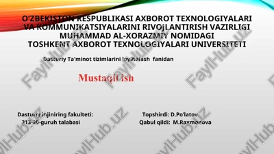 grafik interfeys modellarini ishlab chiqish — PPT
