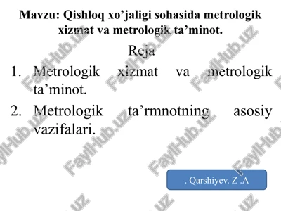 metrologikxizmatva metrologik ta’minot — PPTX