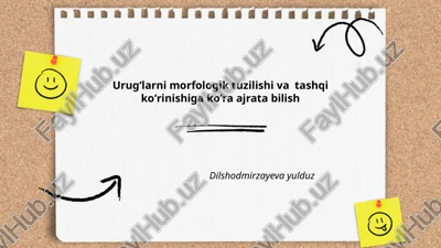 urugʻlarni morfologik tuzilishi va tashqi koʻrinishiga koʻra ajrata bilish — PPTX
