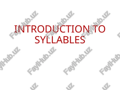 introduction to syllables — PPTX
