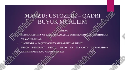 ustozlik– qadri buyuk muallim — PPTX