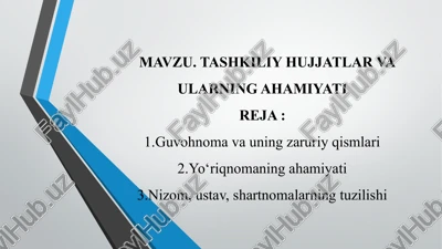 ma’muriy-boshqaruv faoliyatida xizmat mavqeyiga ko‘ra hujjatlar — PPTX