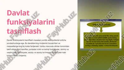 davlat funktsiyalarini tasniflash — PPTX