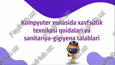 kompyuter xonasida xavfsizlik texnikasi qoidalari va sanitariya-gigiyena talablari — PPTX