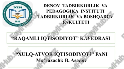 xulq-atvori iqtisodiyoti — PPTX