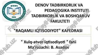 xulq-atvoriqtisodiyotida ijtimoiy imtiyozlar — PPTX