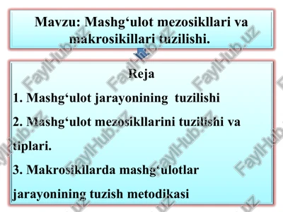 mashg‘ulot mezosikllari va makrosikillari tuzilishi — PPT