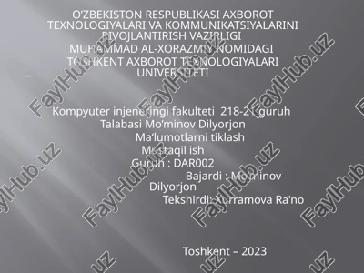 nosoz saqlash tizimlaridagi ma'lumotlarni qayta tiklash — PPTX