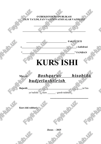 boshqaruv hisobida budjetlashtirish — DOCX