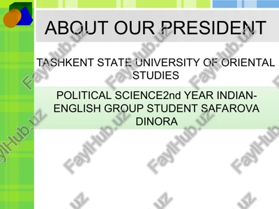shavkat mirziyoyev biography — PPT